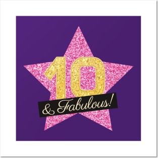 10th Birthday Gifts Women Fabulous - Pink Gold Posters and Art